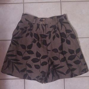Bernard Zins brown and black leaf pattern shorts